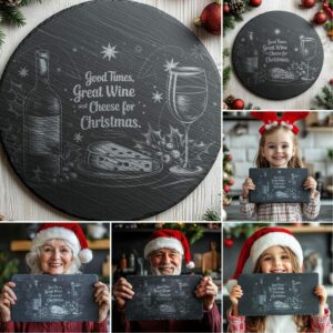 6 Christmas Cheese Board Engraving Files Bundle, Family
