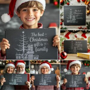 6 Christmas Cheese Board Engraving Files Bundle, Family