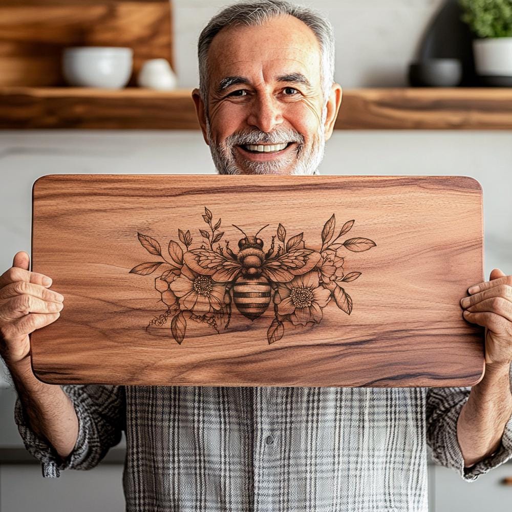 Bee and Flower Charcuterie Board Engraving File |