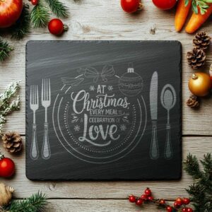 Christmas Cheese Board Engraving, Family Quote | Kitchen