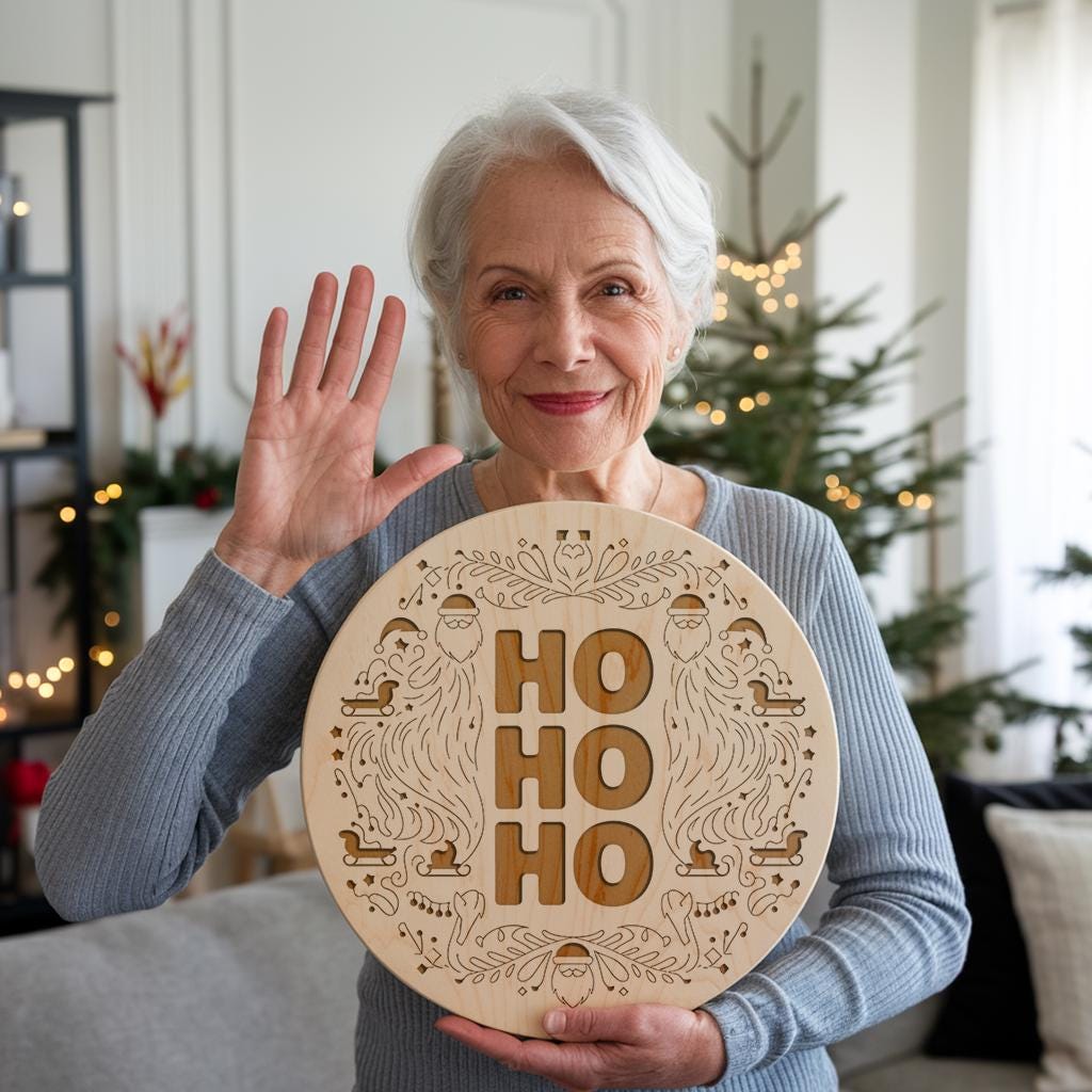 Christmas Round Sign Engraving, Ho Ho Ho |