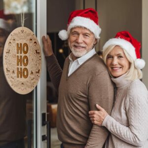 Christmas Round Sign Engraving, Ho Ho Ho |