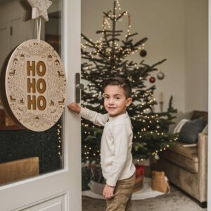Christmas Round Sign Engraving, Ho Ho Ho |