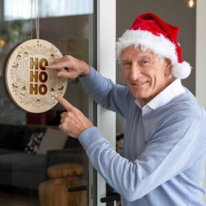 Christmas Round Sign Engraving, Ho Ho Ho |