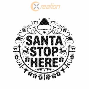 Christmas Round Sign Engraving, Santa Stop Here |