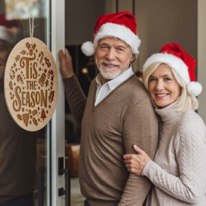 Christmas Round Sign Engraving, Tis The Season |
