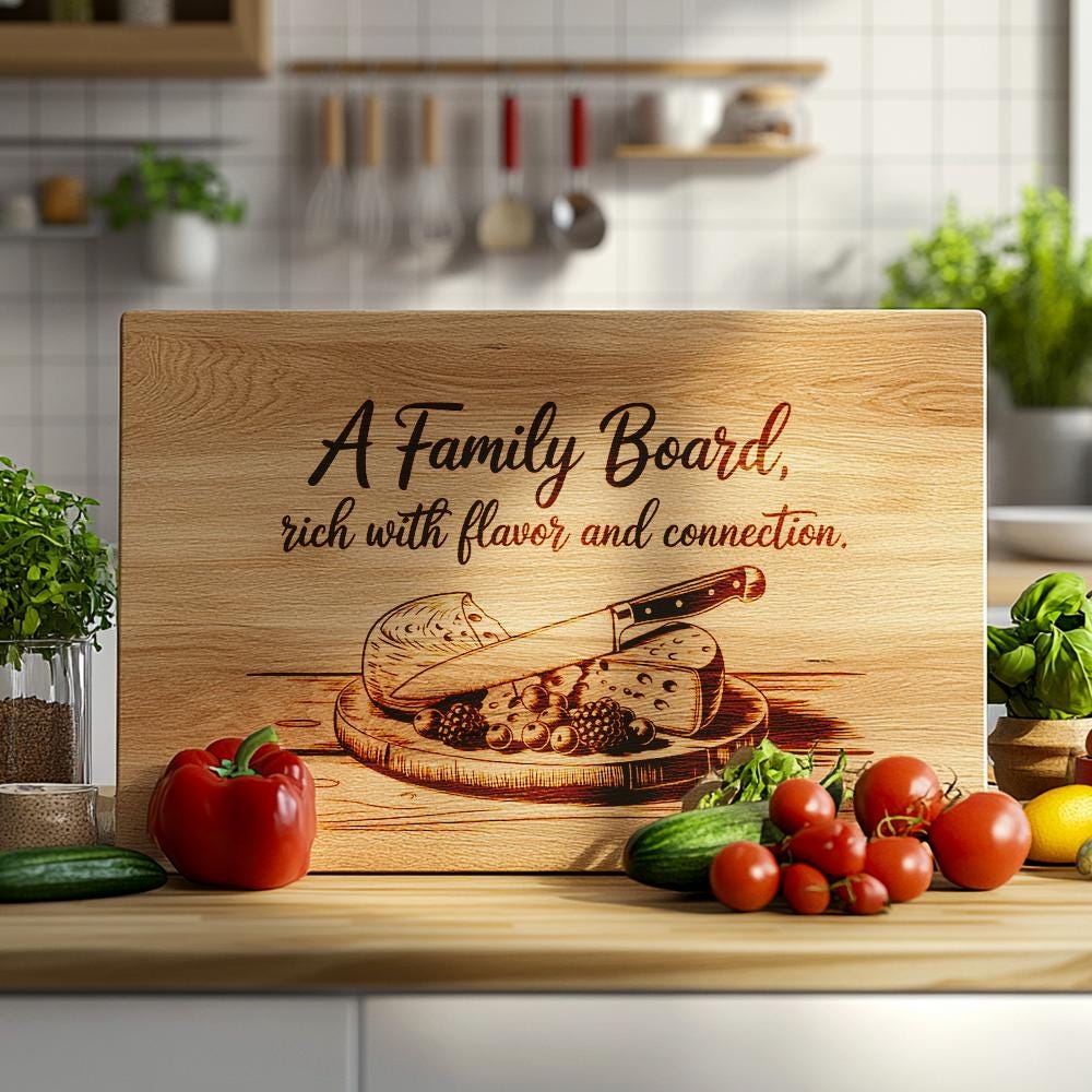 Family Mealtime Charcuterie Board Engraving | PNG Download