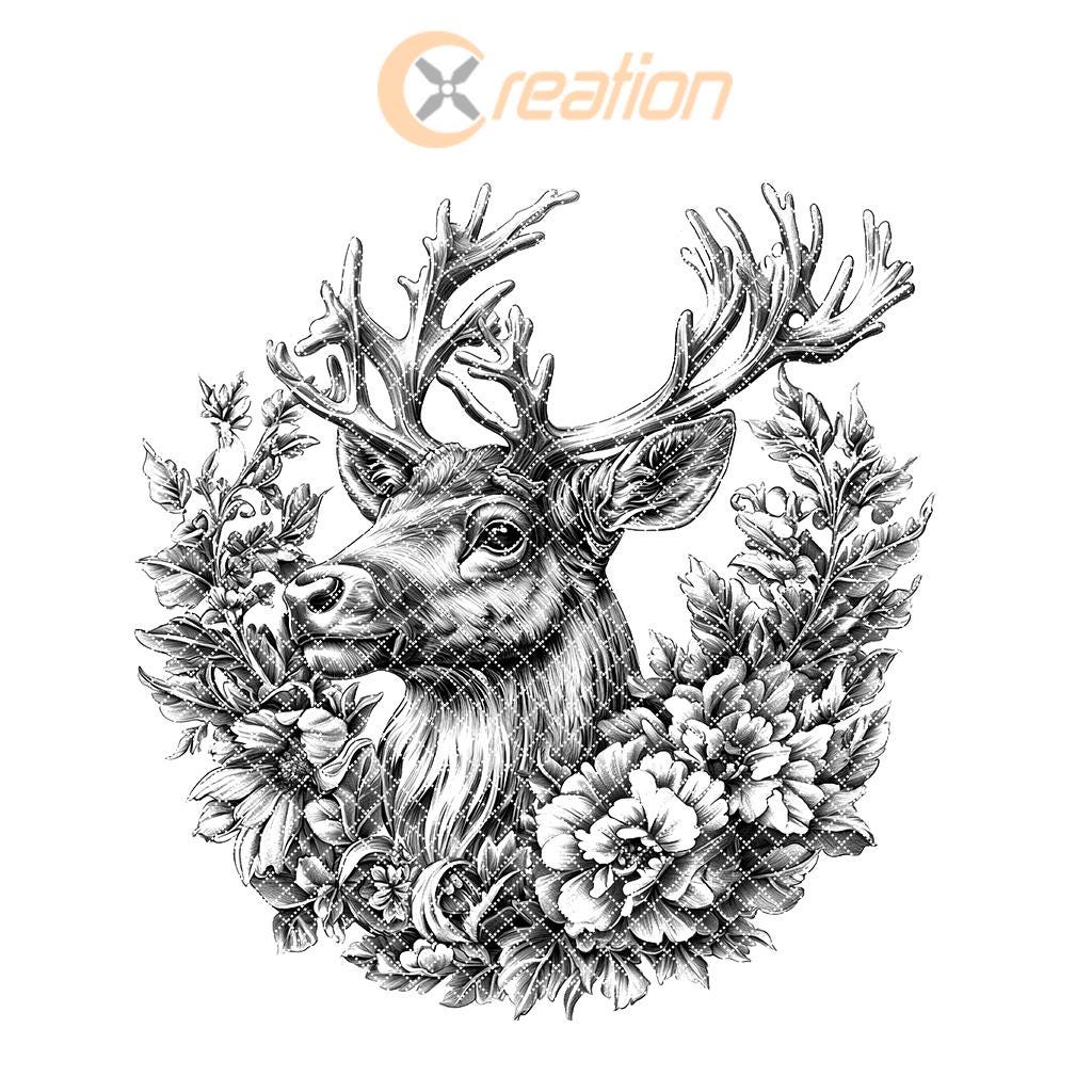 Reindeer Flower 3D Illusion Wood Coaster Engraving |
