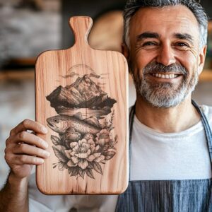 Salmon Mountain Flower Charcuterie Board Engraving File |