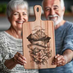 Salmon Mountain Flower Charcuterie Board Engraving File |