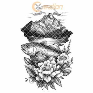 Salmon Mountain Flower Charcuterie Board Engraving File |