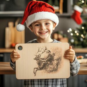 Santa on Reindeer Charcuterie Board Engraving - Kitchen