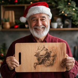 Santa on Reindeer Charcuterie Board Engraving - Kitchen