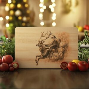 Santa on Reindeer Charcuterie Board Engraving - Kitchen
