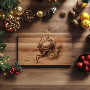 Santa on Reindeer Charcuterie Board Engraving - Kitchen
