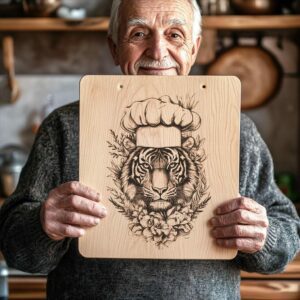 Tiger Chef 3D Illusion Charcuterie Board Engraving |