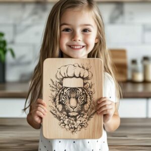 Tiger Chef 3D Illusion Charcuterie Board Engraving |