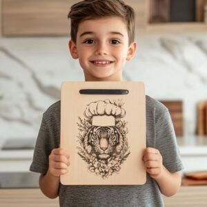 Tiger Chef 3D Illusion Charcuterie Board Engraving |