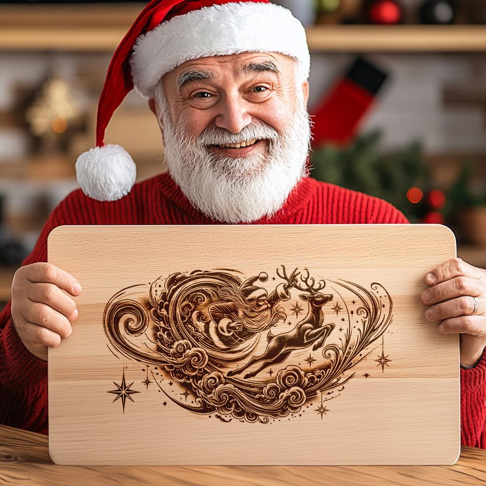 Christmas Charcuterie Board File | Santa Flying Laser