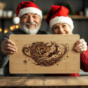 Christmas Charcuterie Board File | Santa Flying Laser