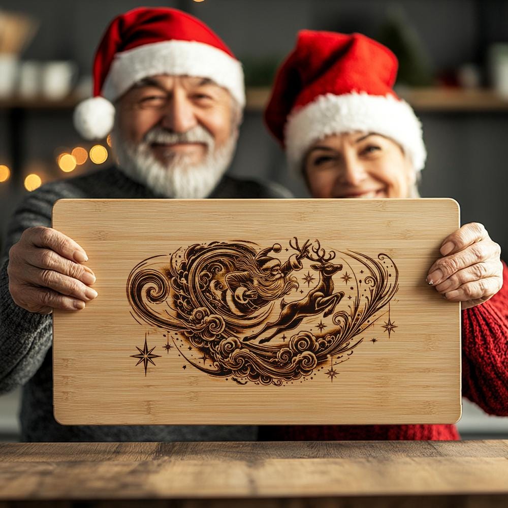 Christmas Charcuterie Board File | Santa Flying Laser