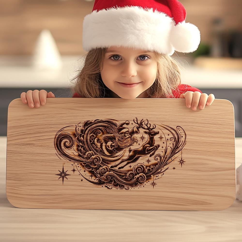Christmas Charcuterie Board File | Santa Flying Laser