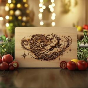 Christmas Charcuterie Board File | Santa Flying Laser