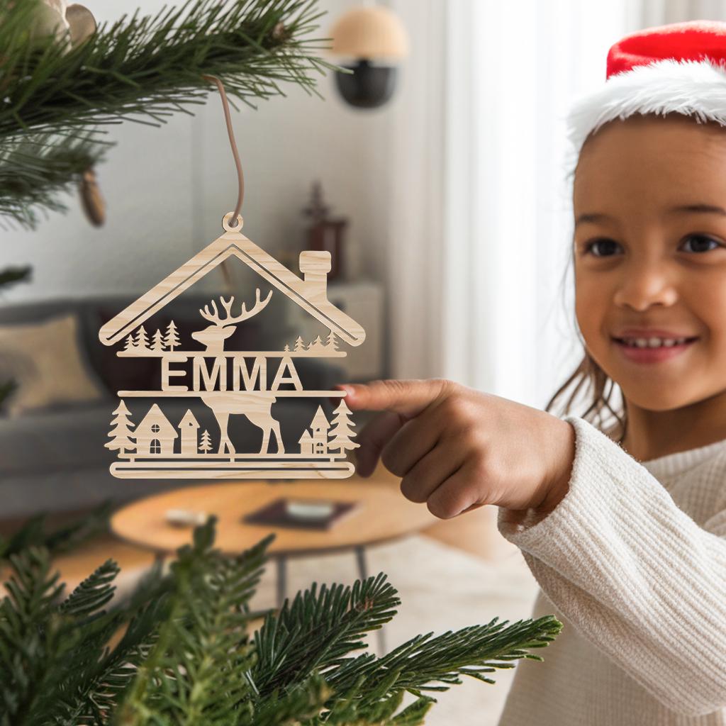 Personalized Christmas Ornament SVG | House Shape #003
