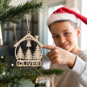 Personalized Christmas Ornament SVG | House Shape #003