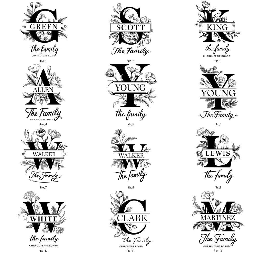 31 Family Name Flora SVG Bundle for Charcuterie