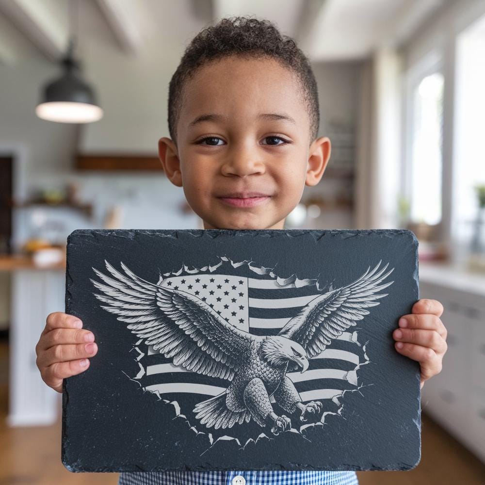 3D Eagle Flag Slate Cheese Board Engraving File