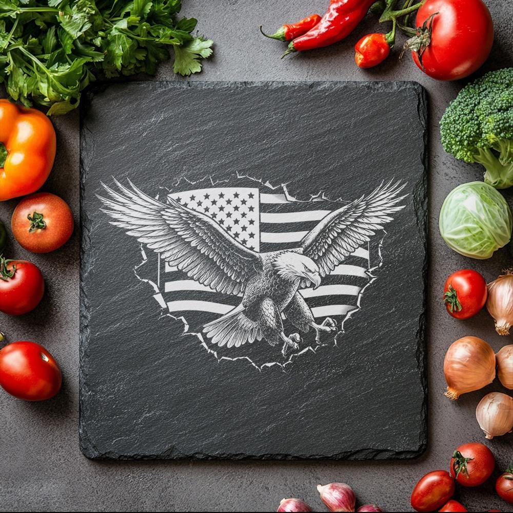 3D Eagle Flag Slate Cheese Board File |
