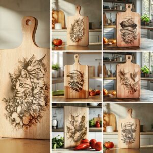 6 Charcuterie Board Laser Files: Animal 3D Illusion