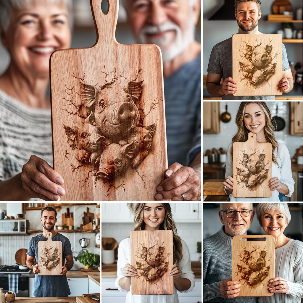6 Charcuterie Board Laser Files: Animal 3D Illusion