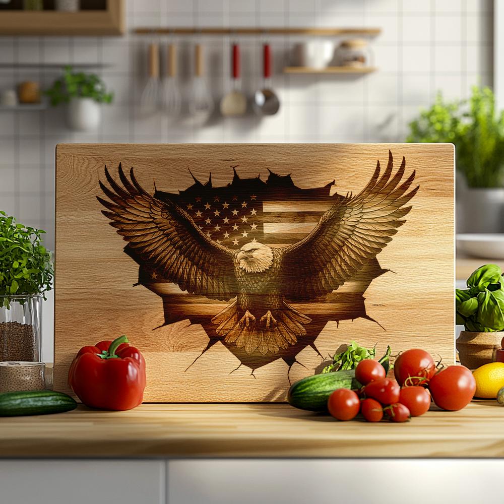 American Eagle 3D Illusion Charcuterie Board Engraving File
