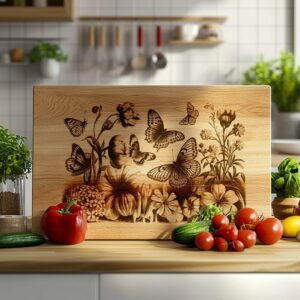 Butterfly & Flower Engraved Charcuterie Board File |