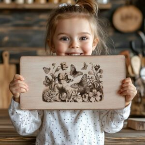 Butterfly & Flower Engraved Charcuterie Board File |