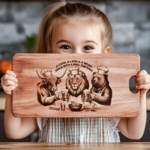 Charcuterie Board Engraving File: Highland Cow, Lion &