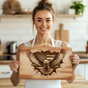 Engraved American Eagle Charcuterie Board - 3D Illusion