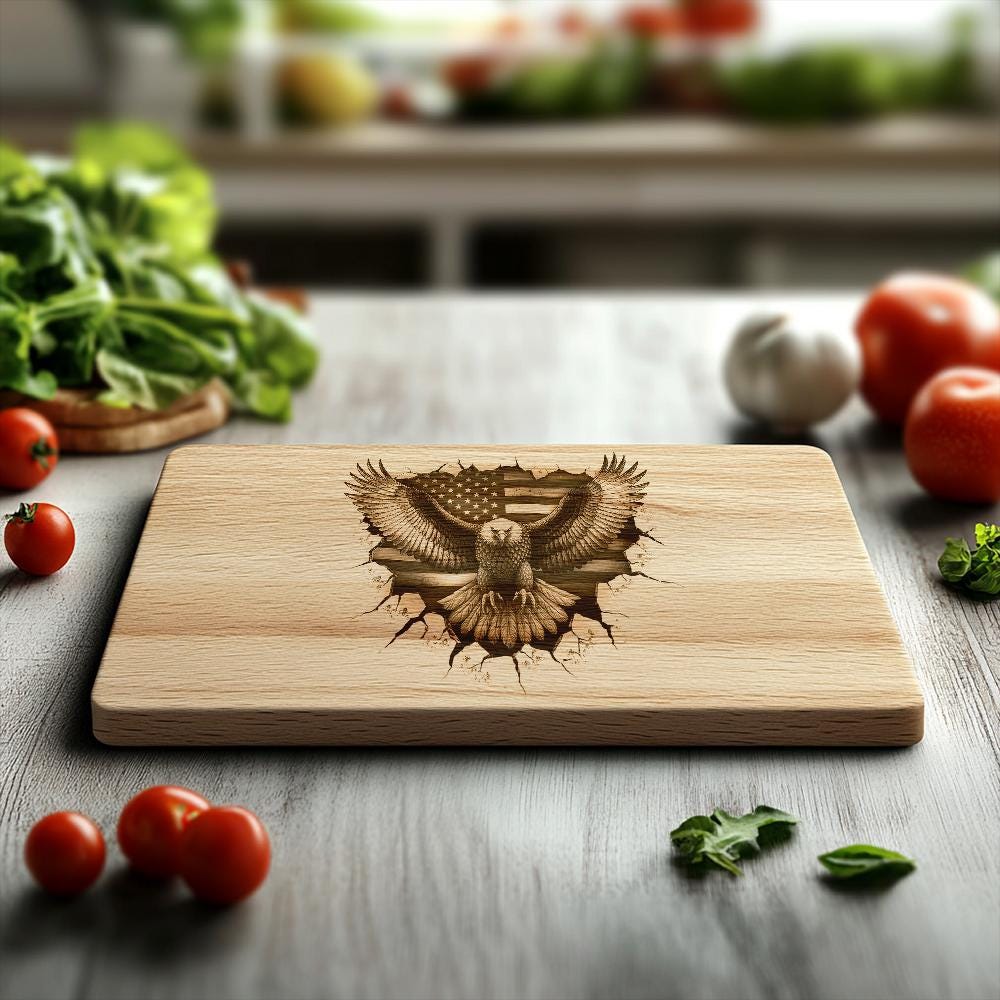 Engraved American Eagle Charcuterie Board - 3D Illusion