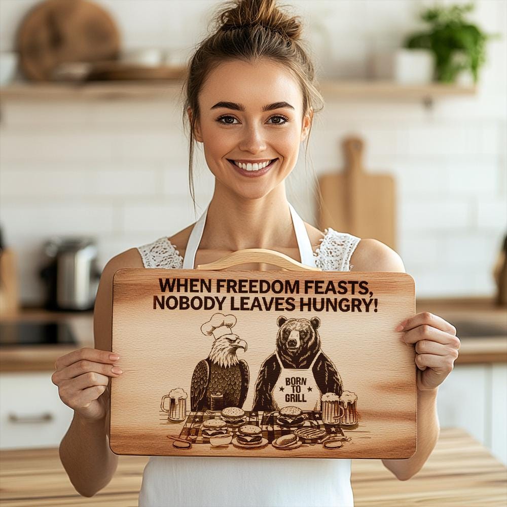 Engraved Charcuterie Board: American Eagle & Funny Mealtime