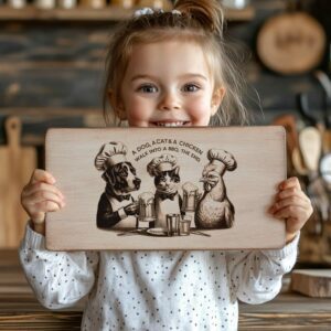 Engraved Charcuterie Board File: Dog, Cat & Chicken