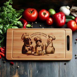 Engraved Charcuterie Board File: Dog, Cat & Chicken