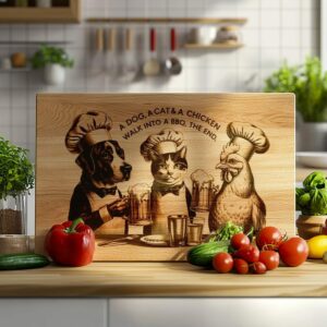 Engraved Charcuterie Board File: Dog, Cat & Chicken