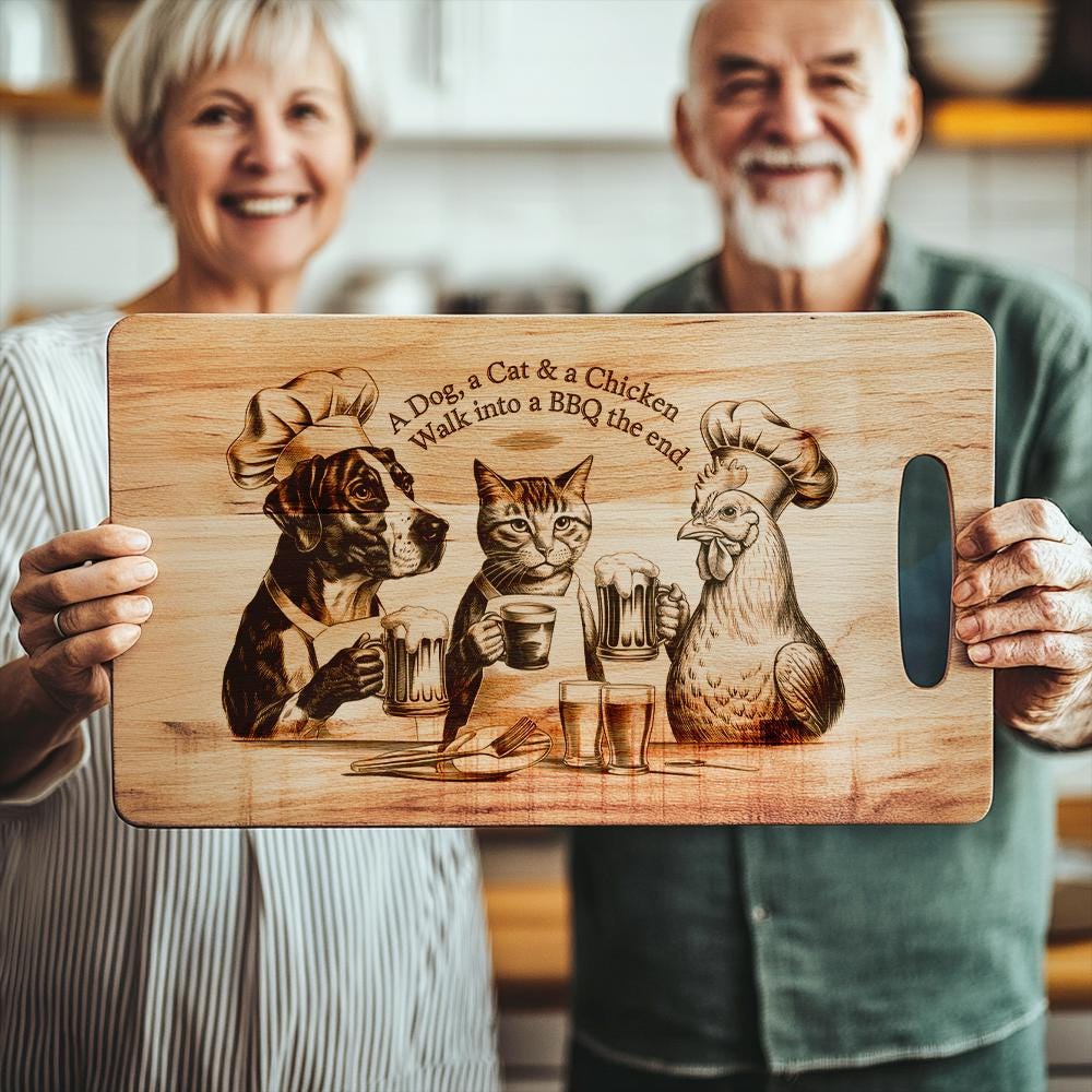 Engraved Charcuterie Board File: Pets & Cheerful Kitchen