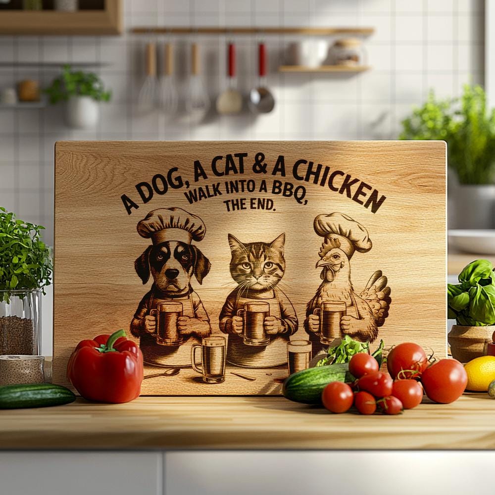 Engraved Charcuterie Board File: Pets & Cheerful Kitchen