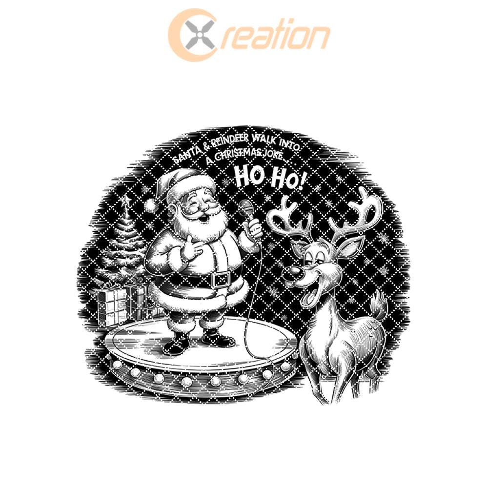 Funny Santa & Reindeer Singing Charcuterie Board Engraving