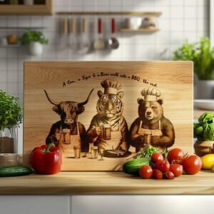 Highland Cow & Wildlife Laser Engraved Charcuterie Board