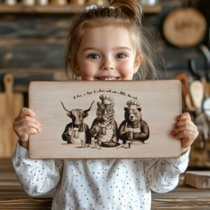 Highland Cow & Wildlife Laser Engraved Charcuterie Board