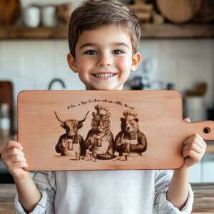 Highland Cow & Wildlife Laser Engraved Charcuterie Board